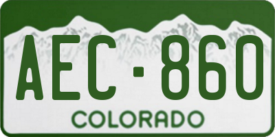 CO license plate AEC860
