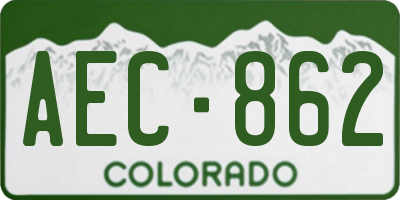 CO license plate AEC862