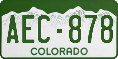 CO license plate AEC878