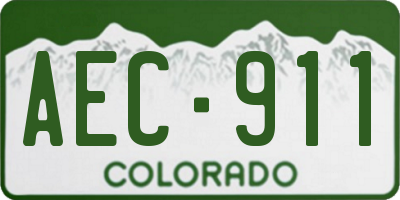 CO license plate AEC911