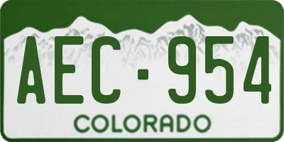 CO license plate AEC954