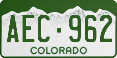 CO license plate AEC962