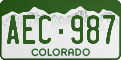 CO license plate AEC987