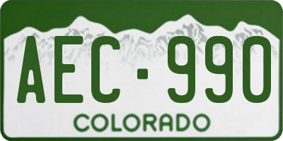CO license plate AEC990