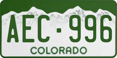 CO license plate AEC996