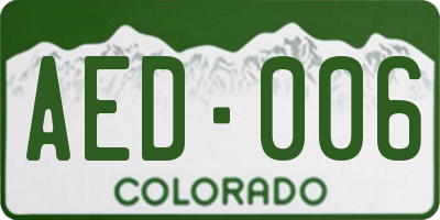 CO license plate AED006