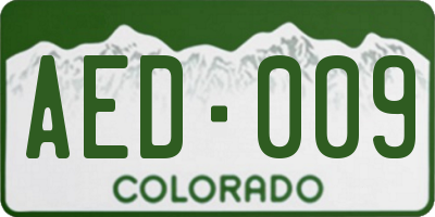 CO license plate AED009