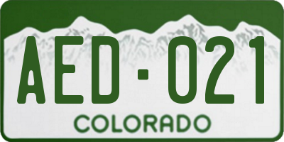 CO license plate AED021
