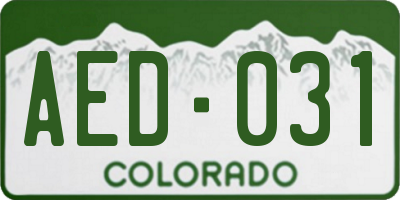 CO license plate AED031