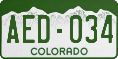 CO license plate AED034