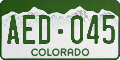 CO license plate AED045