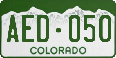 CO license plate AED050