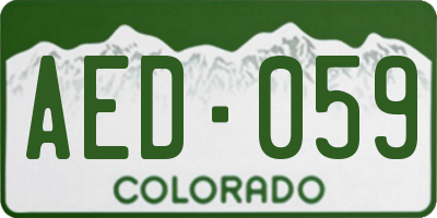 CO license plate AED059
