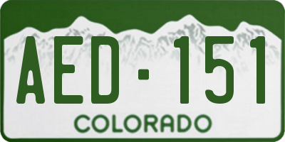CO license plate AED151