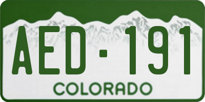 CO license plate AED191