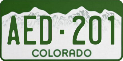 CO license plate AED201