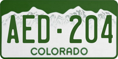 CO license plate AED204
