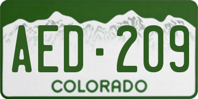 CO license plate AED209