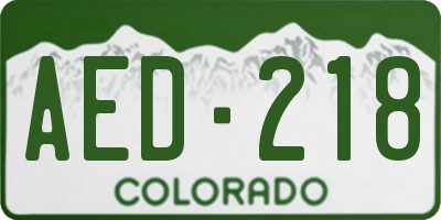 CO license plate AED218