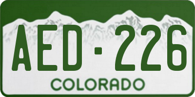 CO license plate AED226