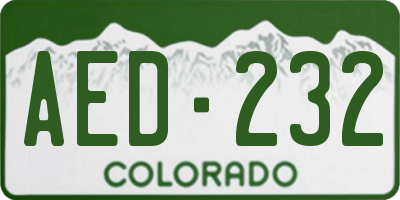CO license plate AED232