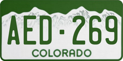 CO license plate AED269