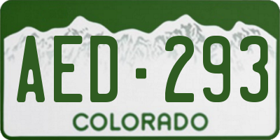 CO license plate AED293