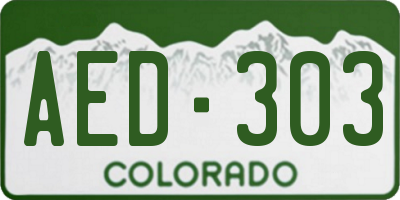 CO license plate AED303