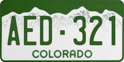 CO license plate AED321