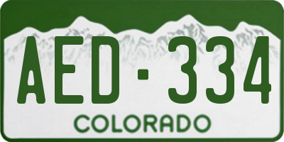 CO license plate AED334