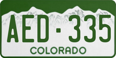 CO license plate AED335