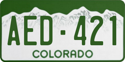 CO license plate AED421