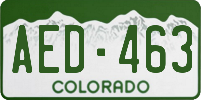 CO license plate AED463