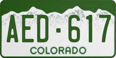 CO license plate AED617