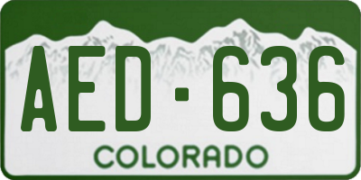 CO license plate AED636