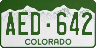 CO license plate AED642