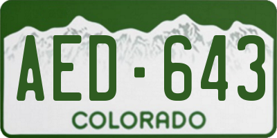 CO license plate AED643