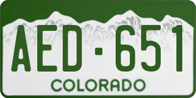 CO license plate AED651