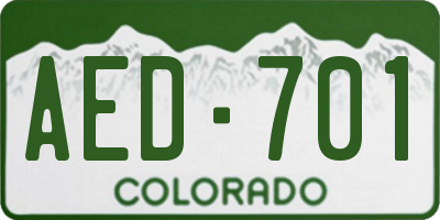 CO license plate AED701
