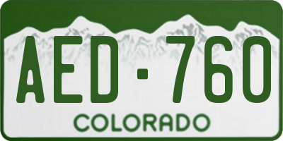 CO license plate AED760