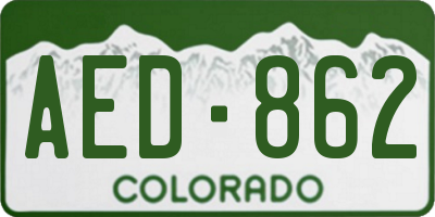 CO license plate AED862