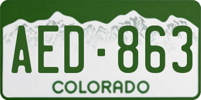 CO license plate AED863