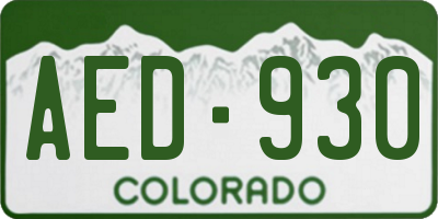 CO license plate AED930