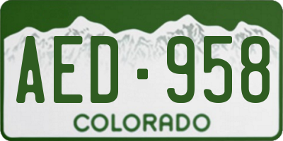 CO license plate AED958