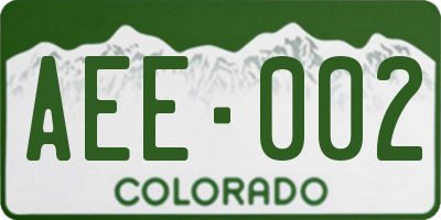 CO license plate AEE002