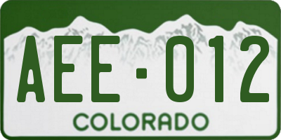CO license plate AEE012