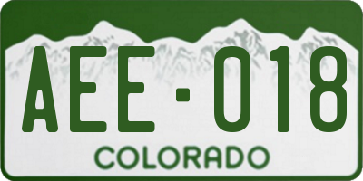 CO license plate AEE018