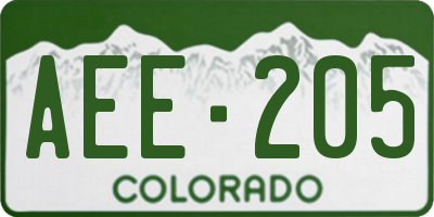 CO license plate AEE205