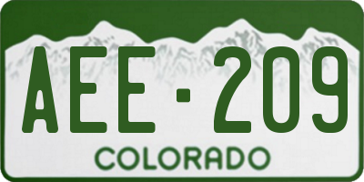 CO license plate AEE209
