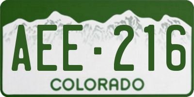 CO license plate AEE216